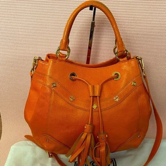 MCM Two Way Pebbled Leather Satchel - Picture 1 of 11